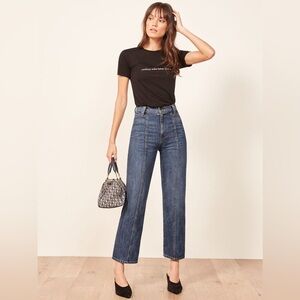 Reformation 70's High Rise Stud Jeans in Medium Wash